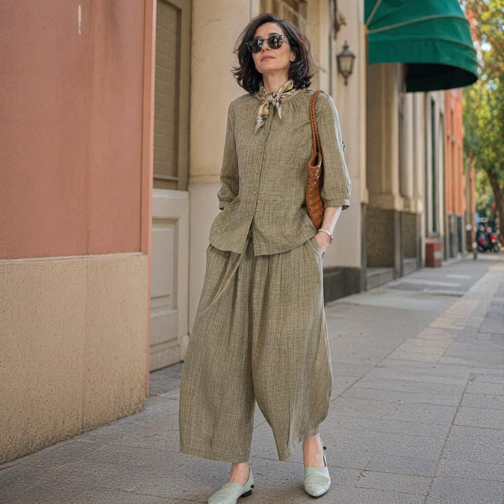 Leather Work Pants - Completo Casual da Donna Taglie Forti