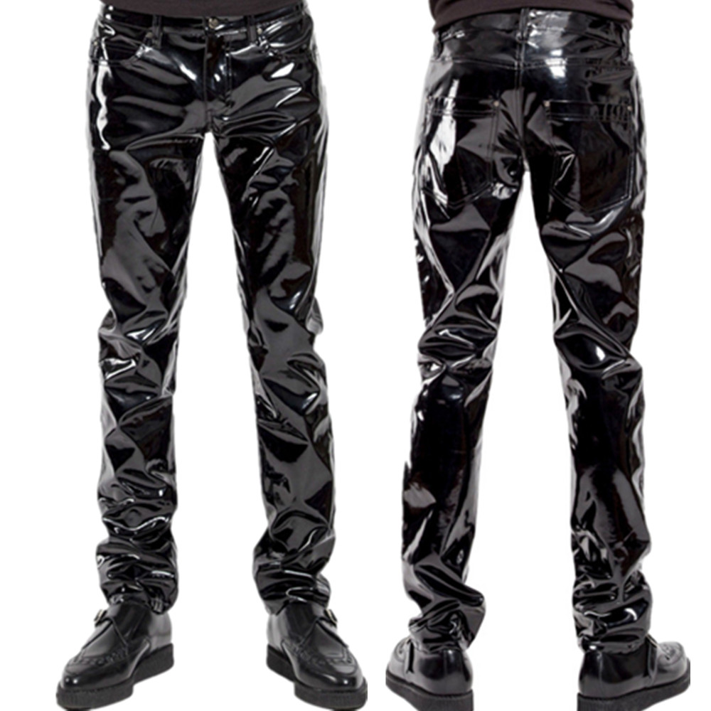 Leather Work Pants - Pantaloni in lattice PVC lucido da