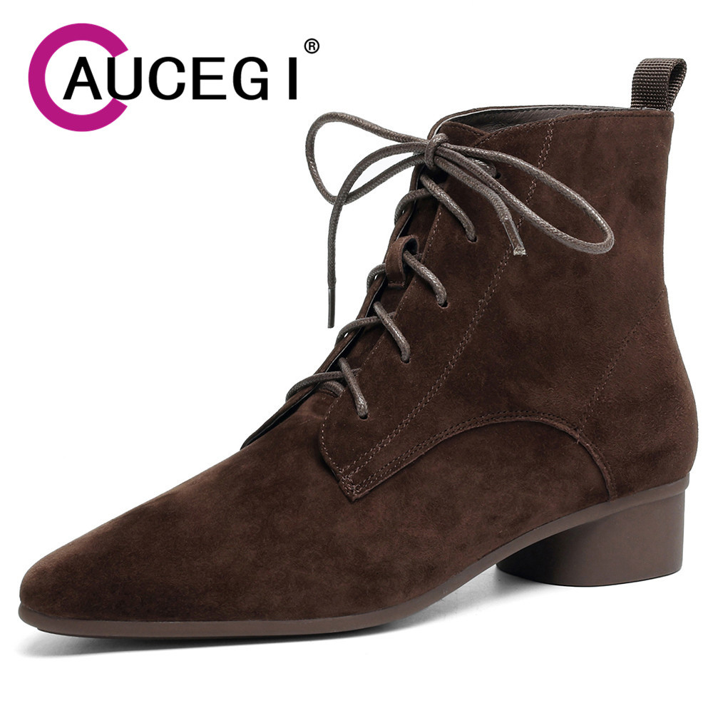 Leather Work For Kids - Aucegi Stivaletti Semplici in Camoscio da
