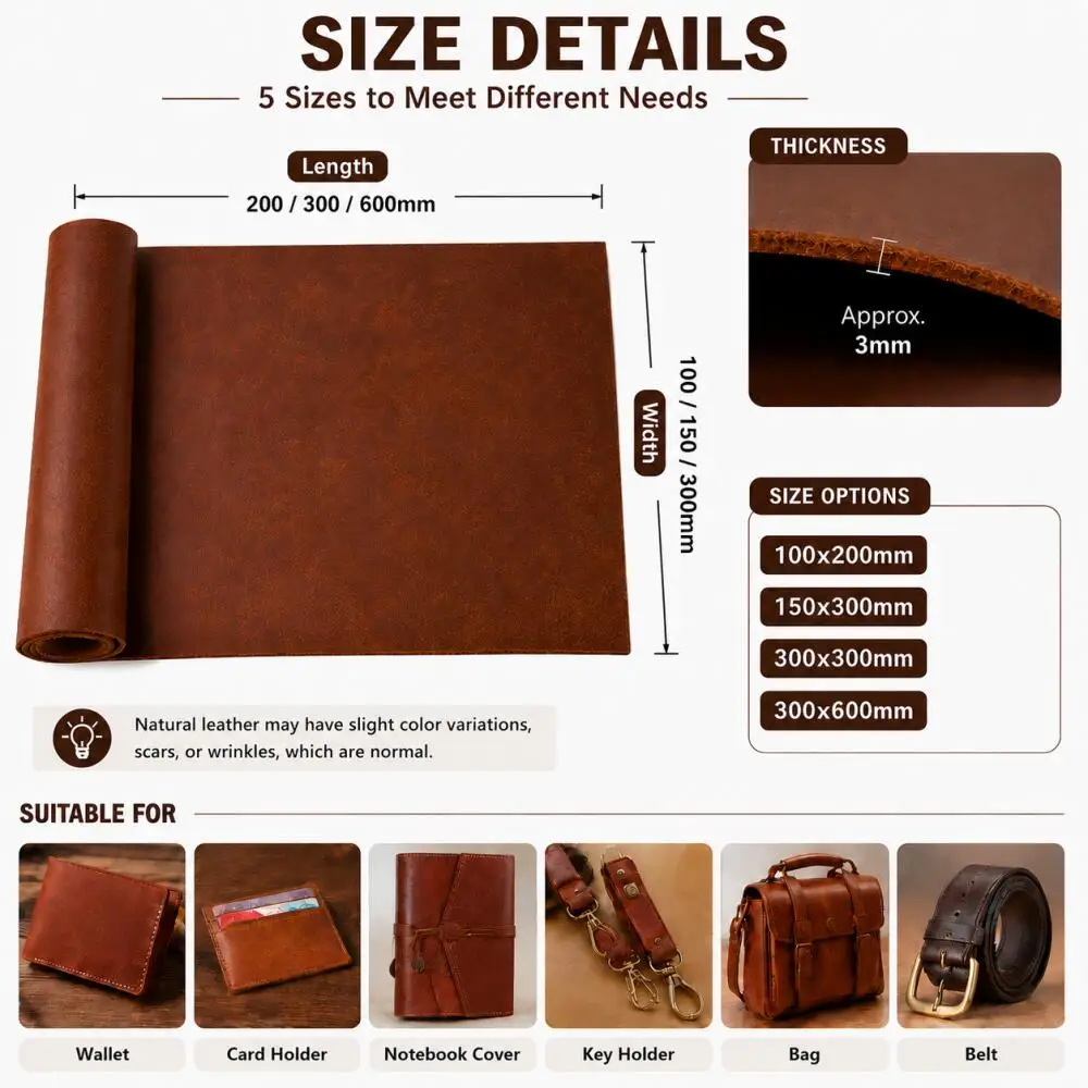 1 pezzo di pelle bovina concia - Veg Tan Leather Hide recensione e prezzo